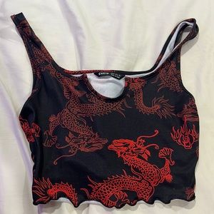 Cute dragon design cropped tank top